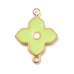 Зелено-Желтый 304 эмалированные подвески из нержавеющей стали, цветок ссылки, ионное покрытие (ip), реальный 14 k позолоченный, зеленый желтый, 24x18x2 мм, отверстие : 2 мм
