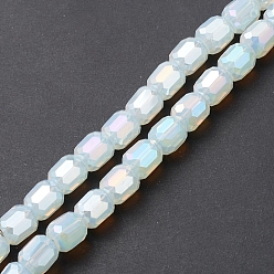 Snow Imitation Jade Glass Beads Strands, Faceted, Barrel, Snow, 9x8mm, Hole: 1.2mm, about 80pcs/strand, 27.64''(70.2cm)
