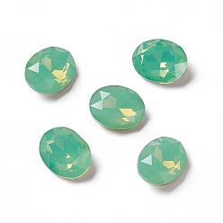 Pacific Opal Opal Style Eletroplate K9 Glass Rhinestone Cabochons, Pointed Back & Back Plated, Oval, Pacific Opal, 10x8x4.5mm