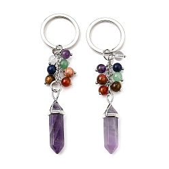 Аметист Бусины из натурального аметиста с кольцами из сплава и железа брелки, 191~195 мм
