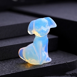 Opalite Opalite Carved Dog Statue, for Home Office Desktop Feng Shui Decoration, 32x25mm