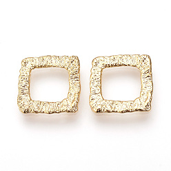 Real 18K Gold Plated Brass Linking Rings, Square, Nickel Free, Real 18K Gold Plated, 14x14x1mm