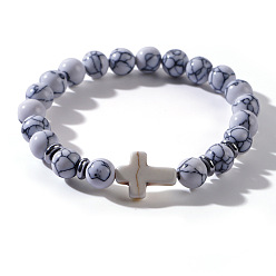 Говлит Синтетические браслеты из войлока, Бижутерия в виде креста из синтетической бирюзы для женщин и мужчин, 7.09 дюйм (18 см)