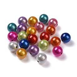 Mixed Color Spray Painted Acrylic Beads, Miracle Beads, Round, Bead in Bead, Mixed Color, 16x16x16mm, Hole: 2.2mm, about 243pcs/500g. 
