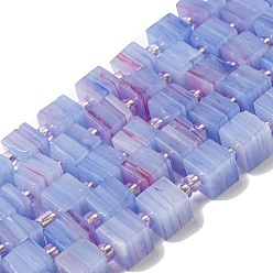 Cornflower Blue Handwork Lampwork Beads, with Glass Spacer Beads, Square, Cornflower Blue, 6x6x5~5.5mm, Hole: 0.9mm, about 54~55pcs/strand, 15.75~15.94''(40~40.5cm)