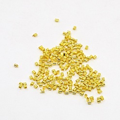 Golden Brass Crimp Beads, Tube, Golden, 2x2x0.1~0.13mm, Hole: 1.5mm