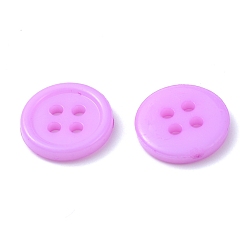 Medium Orchid Acrylic Sewing Buttons, Plastic Shirt Buttons for Costume Design, 4-Hole, Dyed, Flat Round, Medium Orchid, 12x2mm, Hole: 1mm