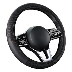 Черный Чехол на руль из искусственной кожи, противоскользящее покрытие, универсальная защита колеса автомобиля, чёрные, 380 мм