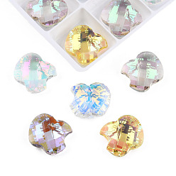 Mixed Color 96Pcs Electroplated Transparent Glass Charms, Edge Plated, Apple, Mixed Color, 13x15x6mm, Hole: 1.4mm