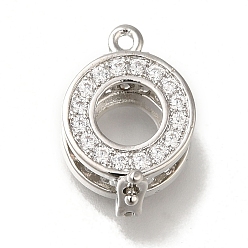 Платина Латуни Twister застежками, микропейв прозрачный кубический цирконий, без кадмия, без никеля и без свинца, кольцо, платина, 18x12.5x7.5 мм, отверстие : 1.2 мм, внутренний диаметр: 6 мм