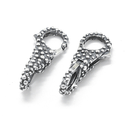 Antique Silver Thailand 925 Sterling Silver Lobster Claw Clasps, Bumpy, Antique Silver, 24.5x10.5x9mm, Hole: 6mm