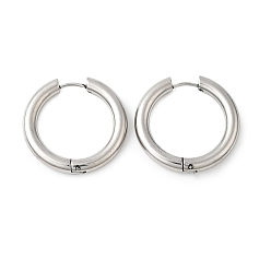 Нержавеющая Сталь Цвет Устойчивые к потускнению 202 серьги-кольца Huggie Hoop из нержавеющей стали, с 316 хирургическим стержнем из нержавеющей стали, кольцо, цвет нержавеющей стали, 6 датчик, 27x28x4 мм, штифты : 1 мм
