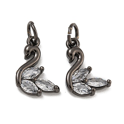 Черный Покрытие стойки латунь микропаве прозрачные кубические циркониевые подвески, без свинца и без кадмия, долговечный, гусь, чёрные, 18.5x9.5x5 мм, отверстие : 3.5 мм