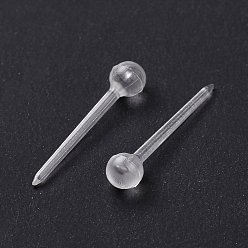 Clear 10000Pcs Eco-Friendly Plastic Stud Earring Findings, Ball Head Pin, Clear, 15x3mm, Pin: 0.95mm, about 10000pcs/bag