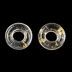 Gold Transparent Glass European Beads, Large Hole Beads, Donut, Gold, 10x3mm, Hole: 3.0~4.3mm