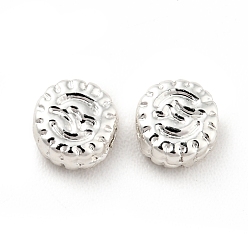Silver Rack Plating Alloy Beads, Long-Lasting Plated, Cadmium Free & Lead Free, Flat Round, Silver, 4.5x2mm, Hole: 0.8mm
