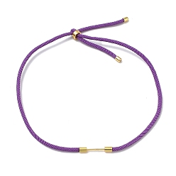 Purple Adjustable Nylon Cord Necklace Making, with Brass Beadable Bar, Golden, Purple, 18.11x0.16 inch(46x0.4cm)
