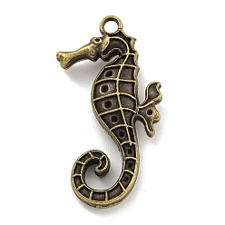 Antique Bronze Tibetan Style Alloy Pendants, Sea Horse, Cadmium Free & Lead Free, Antique Bronze, 47x25x8.5mm, Hole: 3mm