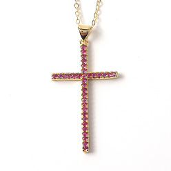 05 Vintage Religious Gold Plated CZ Cross Pendant for Women - Creative Colorful Diamond Fashion Necklace