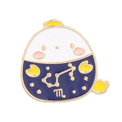 Scorpio Dark Blue Egg Lucky Bag Enamel Pin, Golden Plated Alloy Constellations Badge for Women, Scorpio, 28x22mm