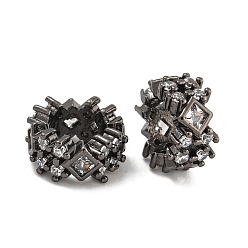 Черный Покрытие стойки латунь микропаве прозрачные кубические циркониевые бусины, без свинца и без кадмия, долговечный, чёрные, 9.5x5 мм, отверстие : 5.5 мм