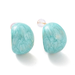 Средний Бирюзовый Серьги-гвоздики с эмалью, настоящие позолоченные украшения из латуни для женщин, средне бирюзовый, 18 мм, штифты : 21x15 мм