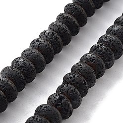 Lava Rock Natural Lava Rock Beads Strands, Frosted, Rondelle, 8~8.5x5mm, Hole: 1mm, about 85pcs/strand, 15.75 inch(40cm)