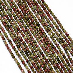Unakite Natural Unakite Bead Strands, Faceted, Round, 2mm, Hole: 0.5mm, about 170~180pcs/strand, 12.9 inch~13.3 inch(330~340mm)