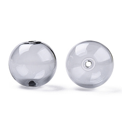 Gris Foncé Perles de globe en verre borosilicaté soufflé transparent, ronde, pour diy souhait bouteille pendentif perles de verre, gris foncé, 18x17mm, Trou: 2mm