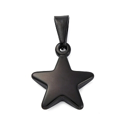 Черный Ионное покрытие (ip) 304 подвески из нержавеющей стали, звезда, чёрные, 23.5x20x5 мм, отверстие : 10x4.5 мм