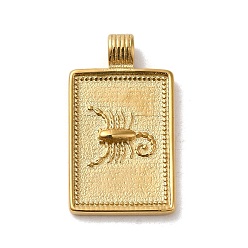 Scorpio 304 Stainless Steel Pendants, Rectangle with Constellations, Real 14K Gold Plated, Scorpio, 25x14x2mm, Hole: 2mm