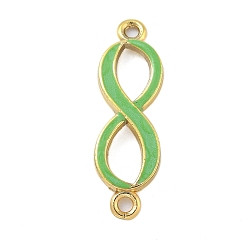 Зеленый газон Стойка покрытие латунь эмаль 8 фигурные соединители подвески, реальный 18 k позолоченный, долговечный, без кадмия и без свинца, зеленый газон, 33x10x3.5 мм, отверстие : 2 мм