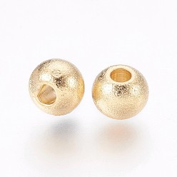 Golden 201 Stainless Steel Beads, Textured, Round, Golden, 6x4.8mm, Hole: 2mm