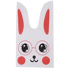 Rabbit Plastic Long Ear Cookie Bags, Candy Gift Bags, for Party Gift Supplies, Rabbit Pattern, 17x10cm, 50pcs/set
