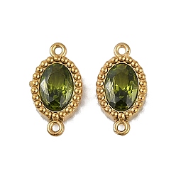 Цвет Оливы Ионное покрытие (ip) 304 овальные звенья из нержавеющей стали с кубическим цирконием, подвески-подвески, реальный 18 k позолоченный, оливковый, 12.5x6.5x2.5 мм, отверстие : 0.8 мм