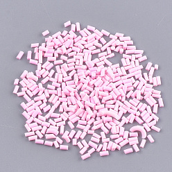 Pink Handmade Polymer Clay Sprinkle Beads, Fake Food Craft, No Hole, Column, Pink, 2~6x1.5mm