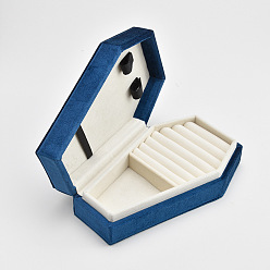 Средно-синий Бархатные шкатулки для хранения драгоценностей в форме гроба, футляр для сережек, Кольца, хранение ожерелий, светло-синий, 17.7x10.7x5.2 см
