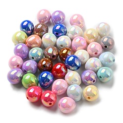 Mixed Color UV Plating Acrylic Beads, Iridescent, Egg, Mixed Color, 17x16mm, Hole: 2.6mm