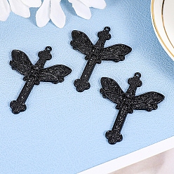 Черный Подвески из сплава в готическом стиле, бабочка с черепом, с петлей, чёрные, 54x41 мм