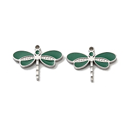 Stainless Steel Color 304 Stainless Steel Pendants, with Enamel, Dragonfly Charm, Stainless Steel Color, 11.5x16x1.5mm, Hole: 1.2mm