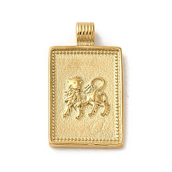 Leo 304 Stainless Steel Pendants, Rectangle with Constellations, Real 14K Gold Plated, Leo, 25x14x2mm, Hole: 2mm
