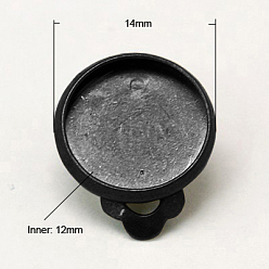 Черный Цвет Металла Латунные клипсы, ювелирная фурнитура, металлический черный , 16x14 mm , лоток: 12 mm