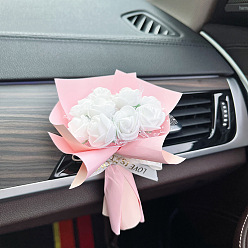 pure white Car Aromatherapy Ornament Handmade DIY Mini Rose Clip Immortal Bouquet Car Air Vent Decoration