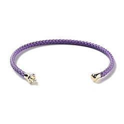 Medium Purple Stainless Steel Cuff Bangle Making, with Golden Tone Brass Finding, for Half Drilled Beads, Medium Purple, Inner Diameter: 1-3/4x2-3/8 inch(4.6x6cm), Pin: 1mm