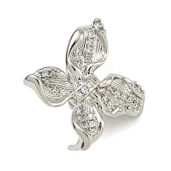 Платина Латунные подвески с микропаве из кубического циркония, удлинители для крепления застежек., подвеска навесная навесная, с контактом, за половину пробурено бисера, платина, 21.5x21x8.5 мм