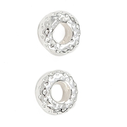 Посеребрённый Spacer бисер латунные, паз плоский круглый, 925 серебро покрытием, 6x2.5 мм, отверстие : 3 мм