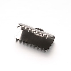 Stainless Steel Color 304 Stainless Steel Ribbon Crimp Ends, Rectangle, Stainless Steel Color, 9.5x10.5mm, Hole: 3x2mm