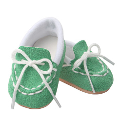 Medium Sea Green PU Waterproof Cloth Doll Shoes, with Bowknot Shoelace, for 18 "American Girl Dolls Accessories, Medium Sea Green, 75x45mm