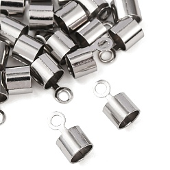 Нержавеющая Сталь Цвет 304 из нержавеющей стали раз за обжима концы шнура, заглушки для шнуров колонн, зажимы, трубки для изготовления ювелирных изделий, цвет нержавеющей стали, 8x4.7 мм, отверстие : 1.7 мм, внутренний диаметр: 4 мм