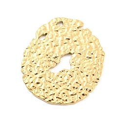 Real 18K Gold Plated 304 Stainless Steel Cabochon, Textured, Flat Round, Real 18K Gold Plated, 36x32x1.5mm
